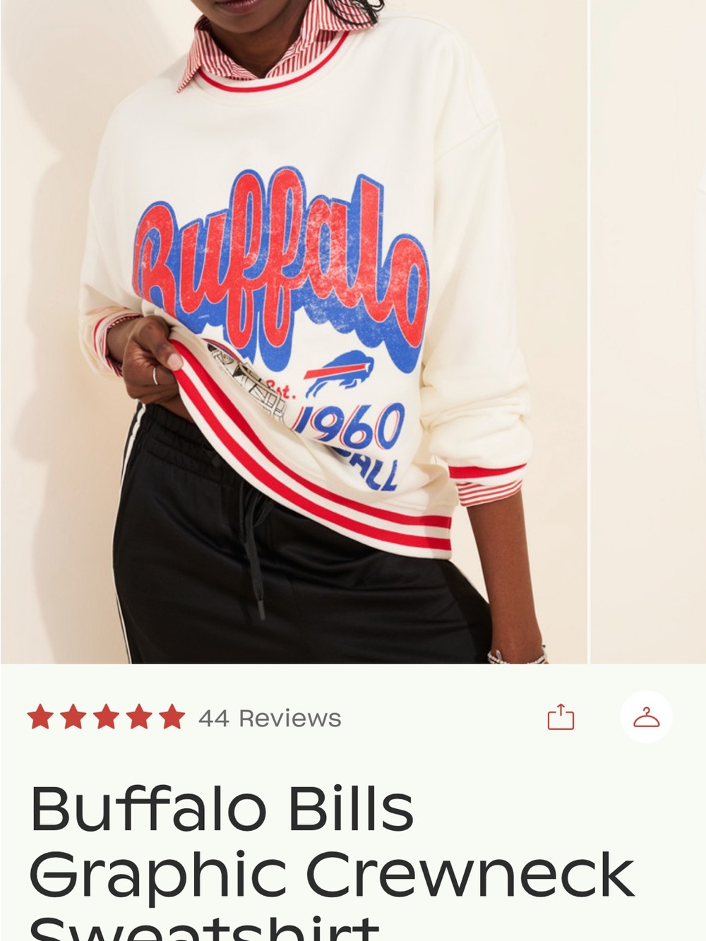 Buffalo Graphic Crewneck Sweatshirt - White/Red/Blue - Picture 6 of 10